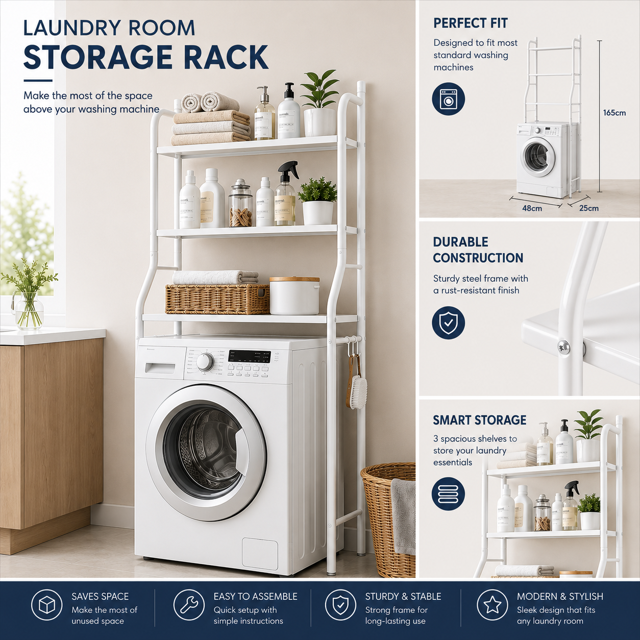 3-Tier Over Toilet Storage Rack
